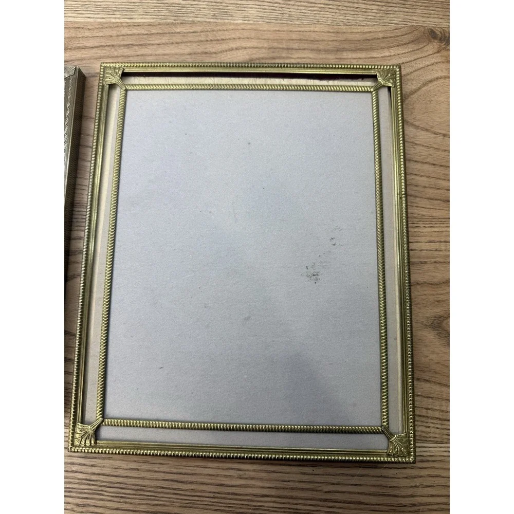 VTG Lot Of 4 Brass Ornate Gold Tone Metal Picture Frame Textured Edges Square